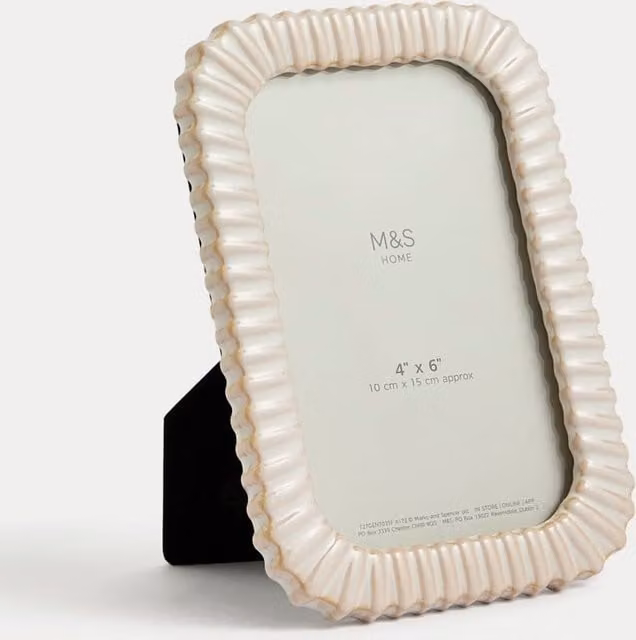 M&S Ceramic Rectangular Single Tabletop Photo Frame, Beige, 10 x 15 cm