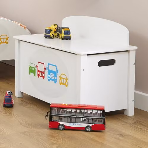 Liberty House Toys Kid's Wooden Transport Toy Box, White, W/D/H: 68 x 37.5 x 47.5 cm