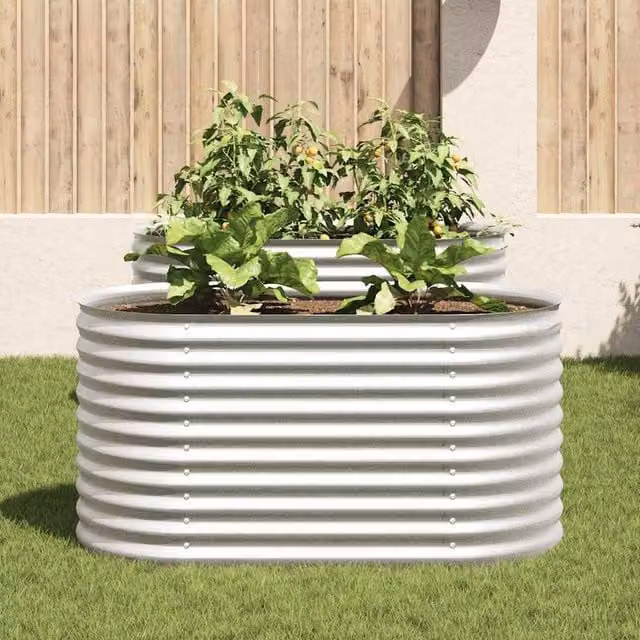 Berkfield Home Garden Galvanised Steel Raised Bed in Silver, W/D/H: 160 x 80 x 81 cm – 1