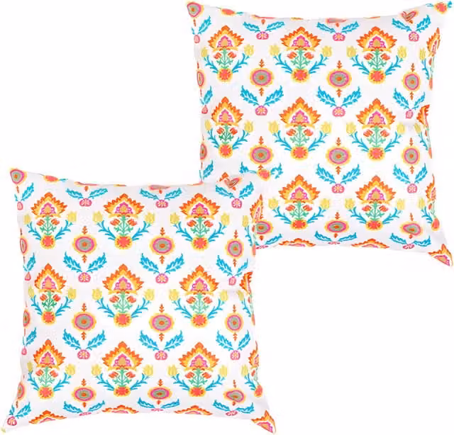 Gardenista Maria Orange Floral Printed Outdoor Scatter Cushion Set of 2