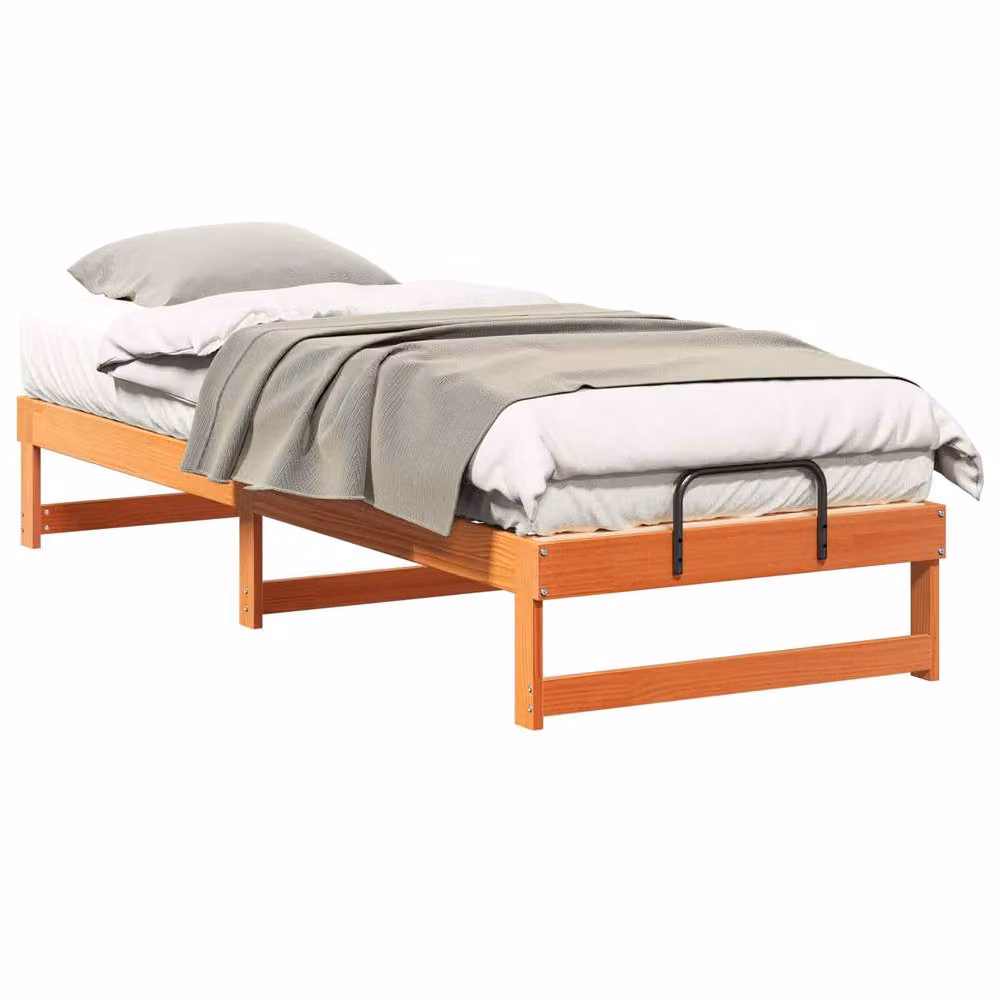 Berkfield Home Modern Solid Pine Wood Bed Frame, Brown, W: 80 cm, L: 210 cm – 2