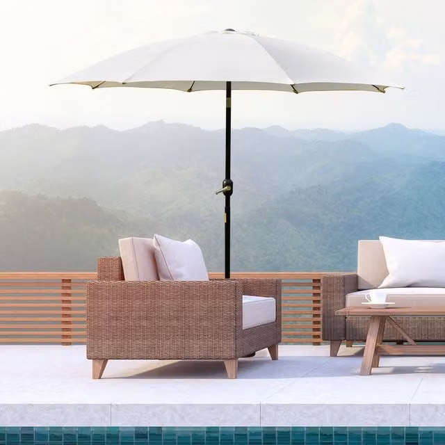Outsunny Patio Umbrella Tilt Shelter in White with Aluminium and Polyester Construction