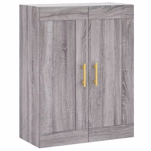 vidaXL Wall Mounted Storage Cabinet in Grey Sonoma, Modern Hanging Cupboard for Living Room, Bedroom or Office
