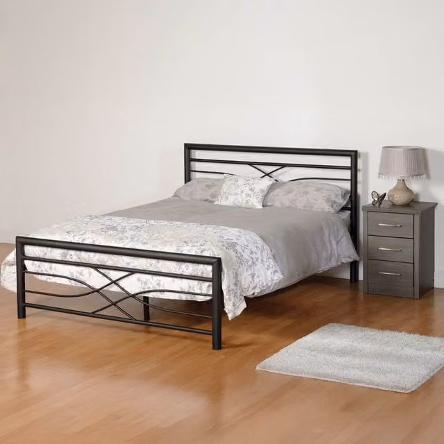 Seconique Modern Metal Bed Frame in Black, W/D/H: 180 x 200 cm