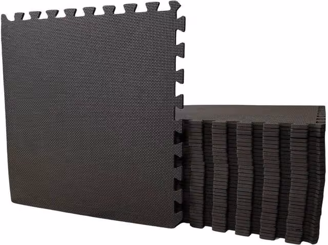 NESTLUNE 8-Piece EVA Foam Gym Floor Mats, Black, 60 x 60 cm Each