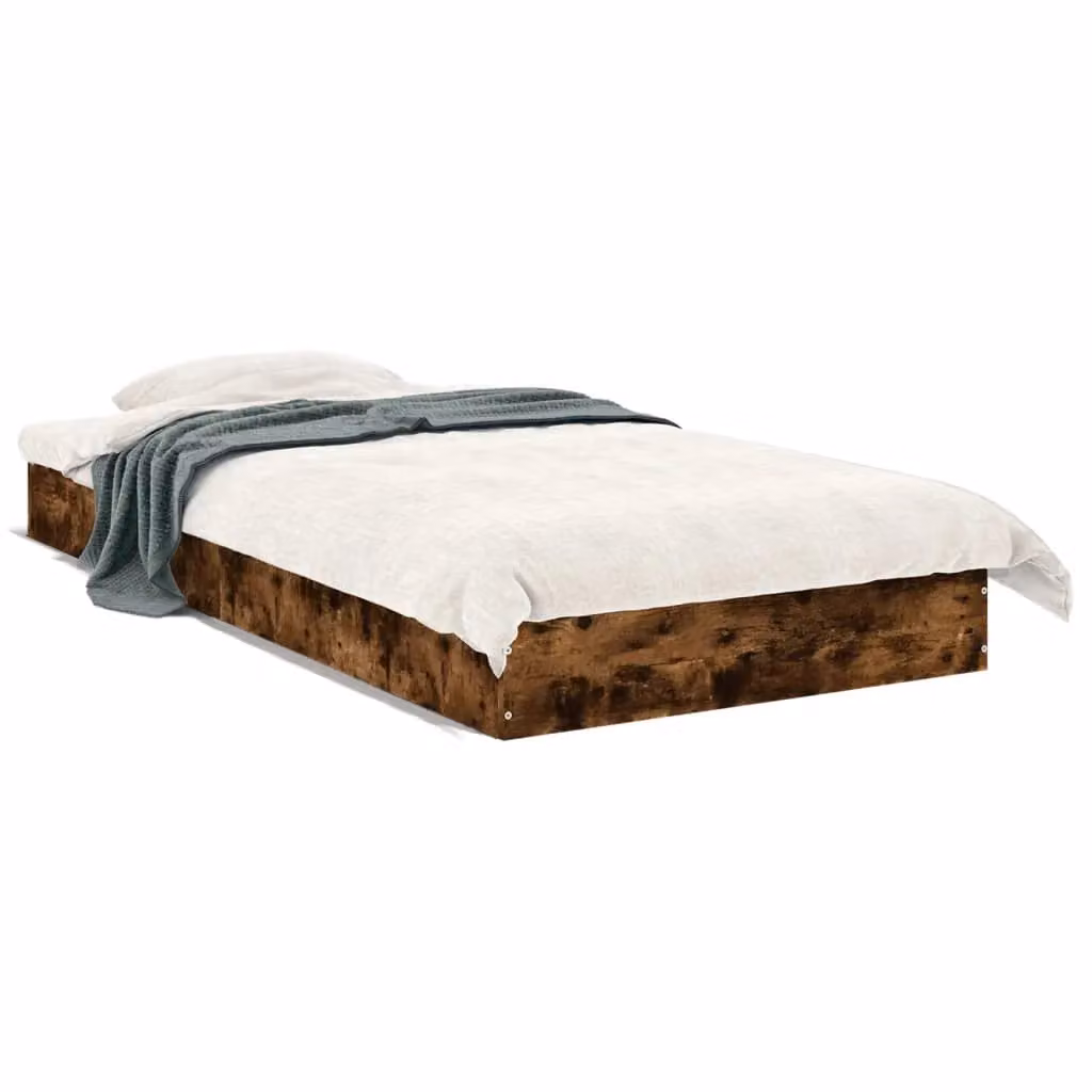Berkfield Home Small Single Bed Frame in Smoked Oak Brown, W/D/H: 75 x 190 cm – 2