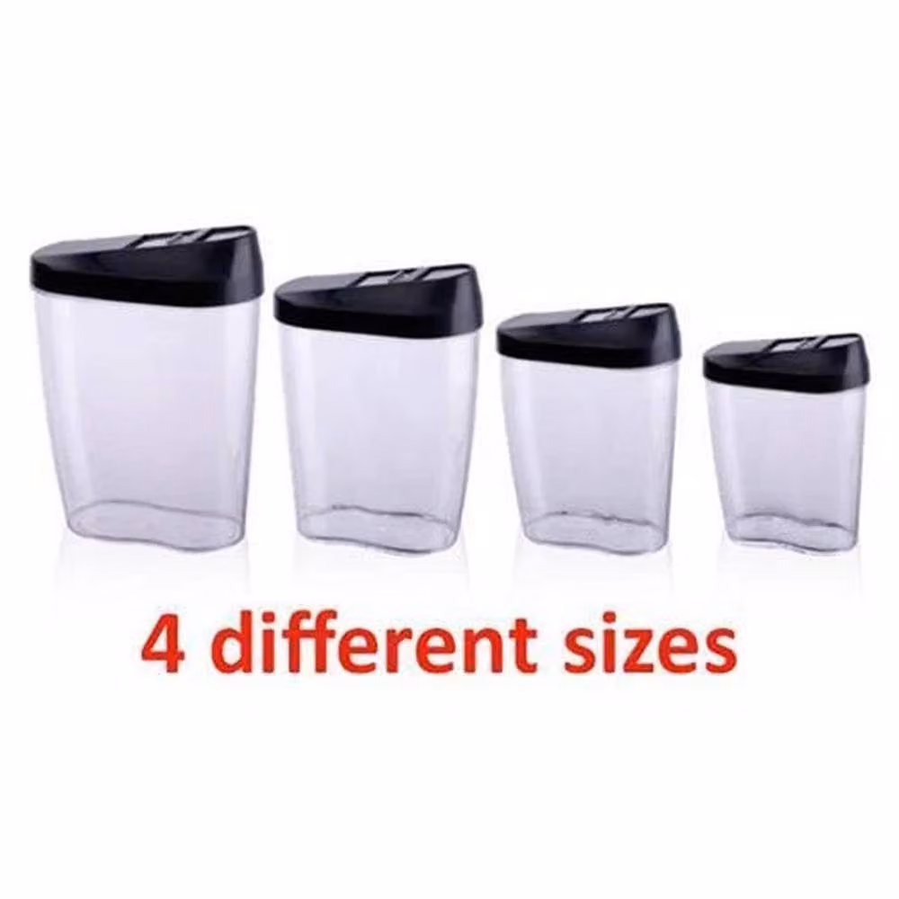 PAWNORA 4-Piece Black and Transparent Plastic Food Storage Container Set with Snap Lids – 2