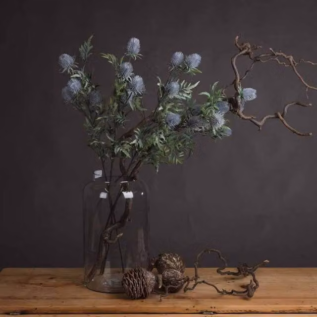 Lemon Pavilion Furniture and Decor Eryngium Blue Thistle Artificial Plant in Purple and Blue, W24 x D24 x H76 cm