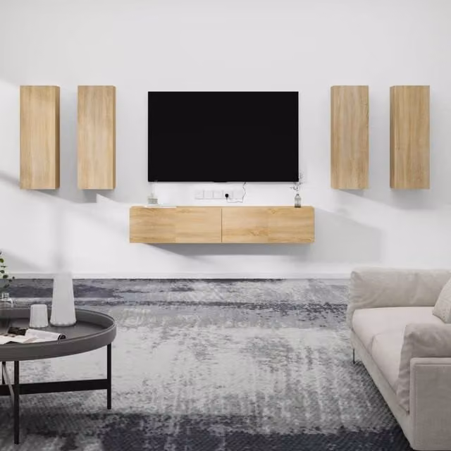 Berkfield Home 6 Piece Classic TV Cabinet Set in Sonoma Oak Brown Engineered Wood