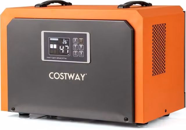 Costway 60L Commercial Crawl Space Dehumidifier with Drain Hose, Orange