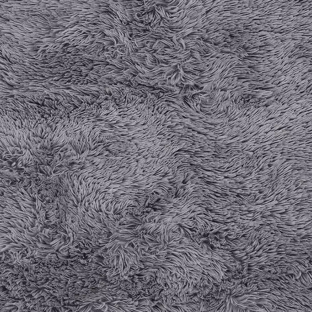 Marlow Grey Fluffy Soft Pile Polyester Rug with Rebound Foam and Non-Slip Base, W: 120 cm x D: 160 cm – 3