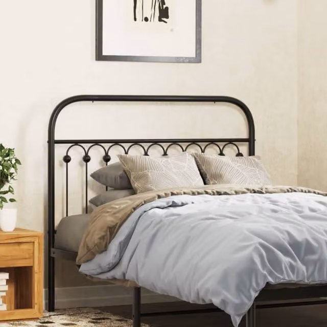 Berkfield Home Classic Metal Headboard in Black, Width: 107 cm
