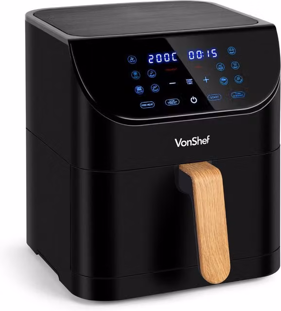 VonShef Fika 6L Black Hot Air Fryer with Digital Display