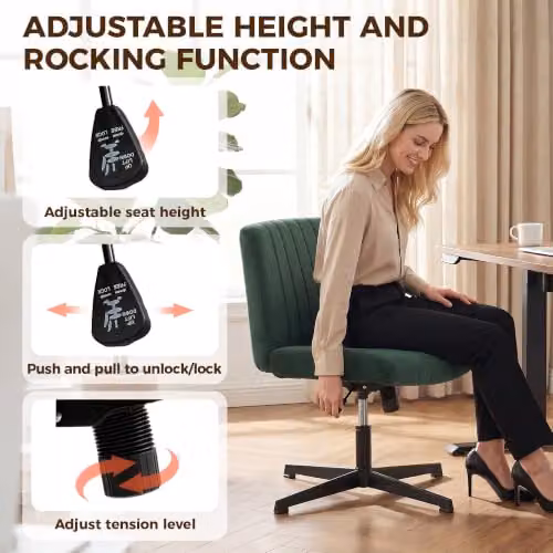 HOMCOM Green Fabric Task Chair with Wide Seat and 360 Degree Swivel, W/D/H: 64 x 65 x 120 cm – 5