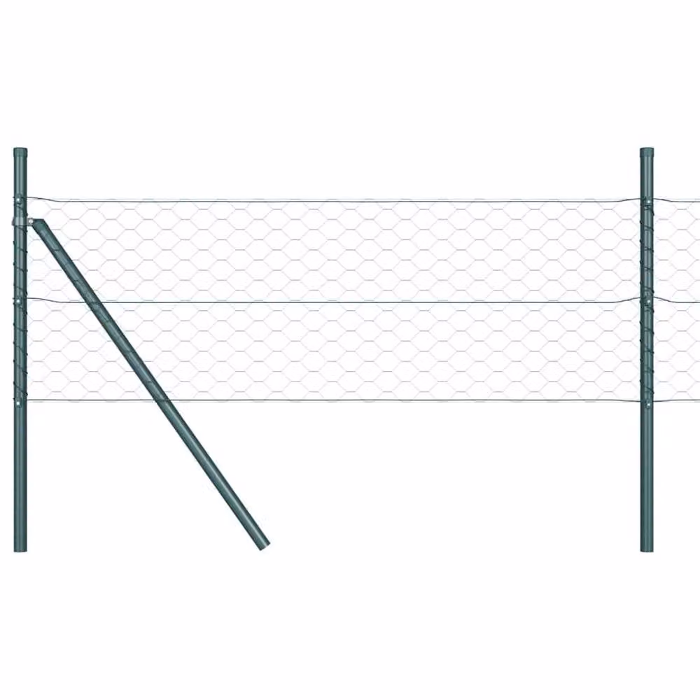 Berkfield Home Green Powder-Coated Steel Hexagon Fence, H: 120 cm x W: 100 m – 3