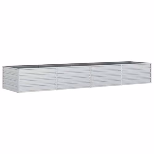 vidaXL Galvanised Steel Garden Raised Bed, Silver, W: 320 cm, D: 80 cm, H: 45 cm