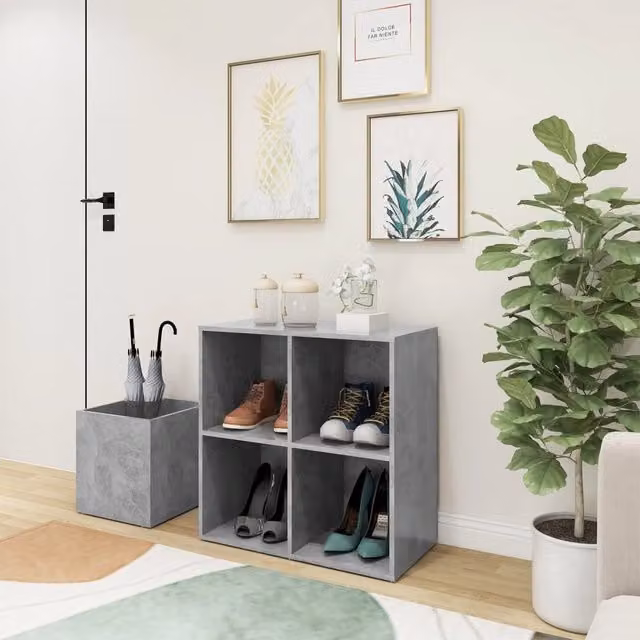 Berkfield Home Hall Shoe Cabinet in Concrete Grey, W/D/H: 105 x 35.5 x 70 cm – 1