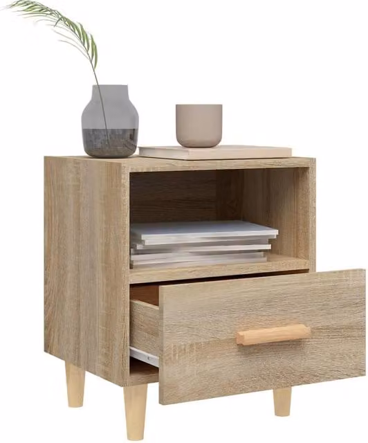 Berkfield Home Beautiful Bedside Cabinet in Sonoma Light Oak, W/D/H: 40 x 35 x 47 cm – 1