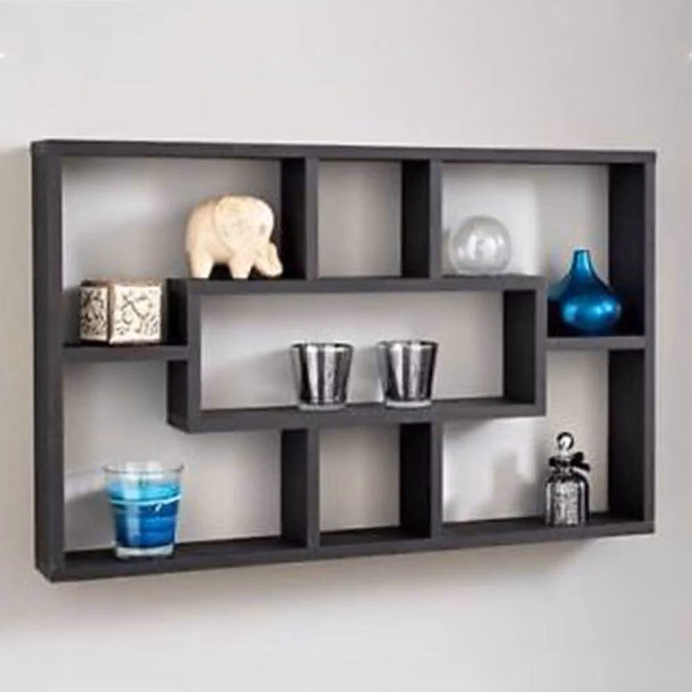 VOGREX Black Matt Floating Shelves, Wall Mounted MDF Display Shelving – 3
