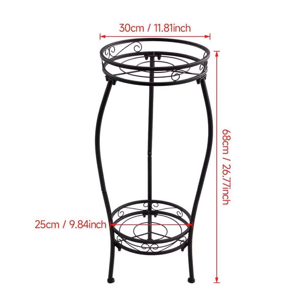 KORVIXA 2 Tier Metal Plant Stand in Black for your Living Room, Height: 100 cm – 2