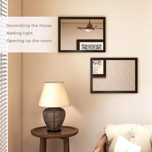 HOMCOM Set of 2 Modern Rectangular Wall Mirrors in Black, W: 40 cm, H: 30 cm – 2