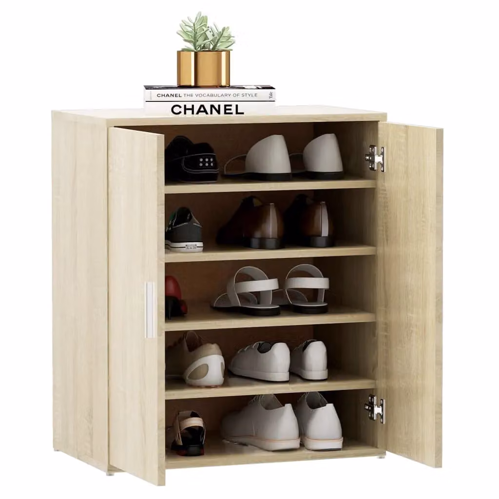 Berkfield Home Sonoma Oak Shoe Cabinet in Brown, W/D/H: 60 x 35 x 70 cm – 3