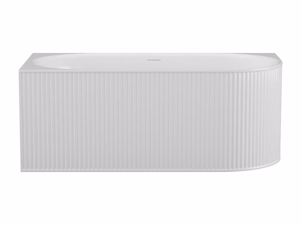 Vente-unique Striped Asymmetric Left Corner Bath in Matt White Acrylic, W/D/H: 170 x 80 x 60 cm – 2