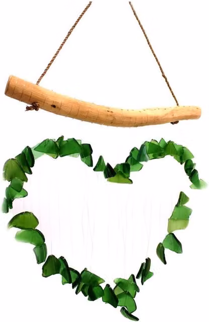 KDMD Love Chime Green Glass Heart Hanging Wind Chime for Garden and Patio Decor – 1