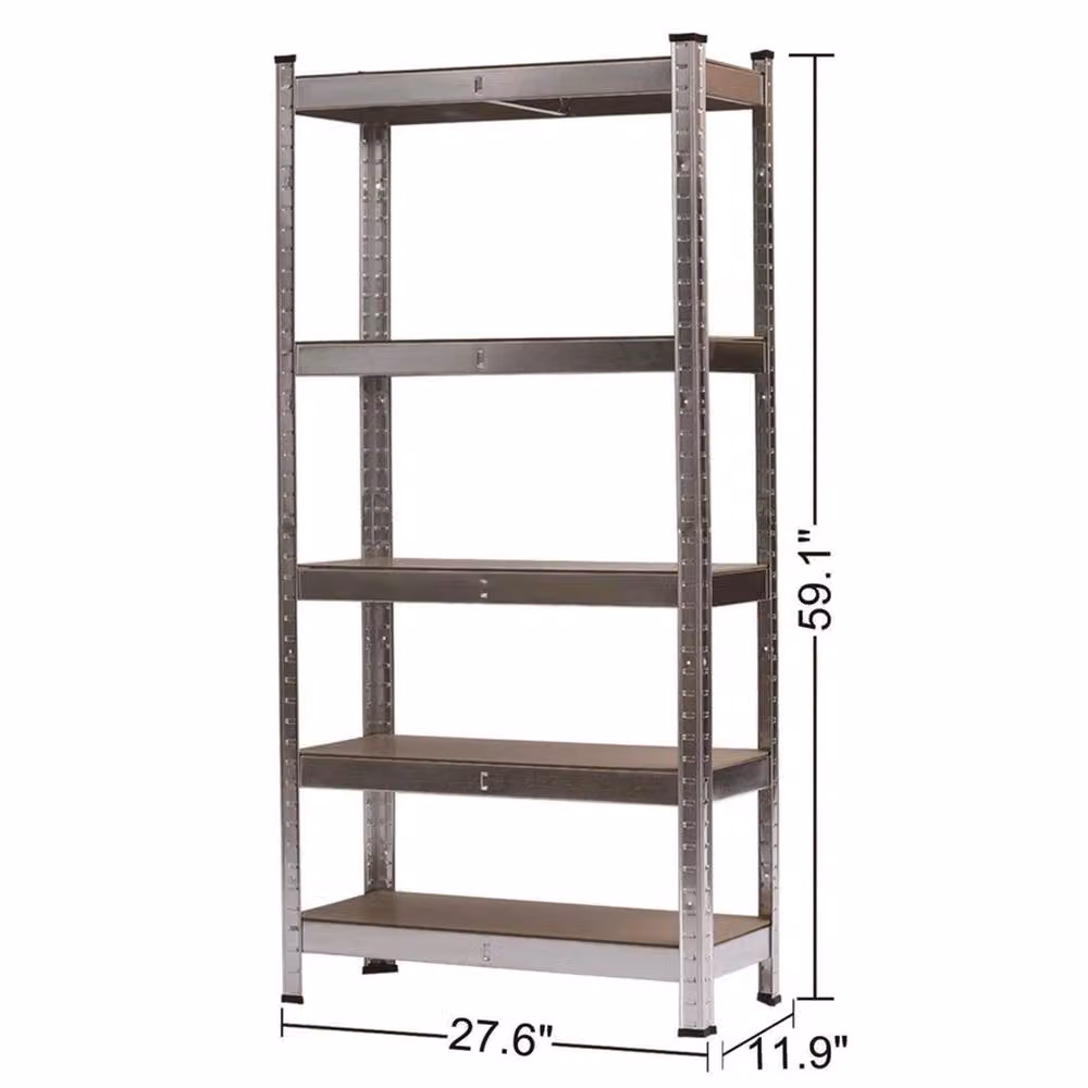 EONLION Heavy Duty 5 Tier Metal Storage Racking in Silver, W/D/H: 50 x 50 x 150.1 cm – 2