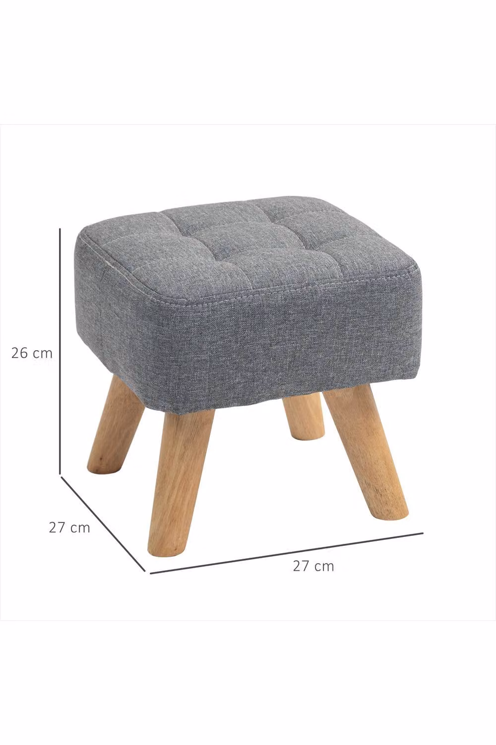 ERGOVEXA Grey Linen-Look Square Padded Fabric Footstool – 2