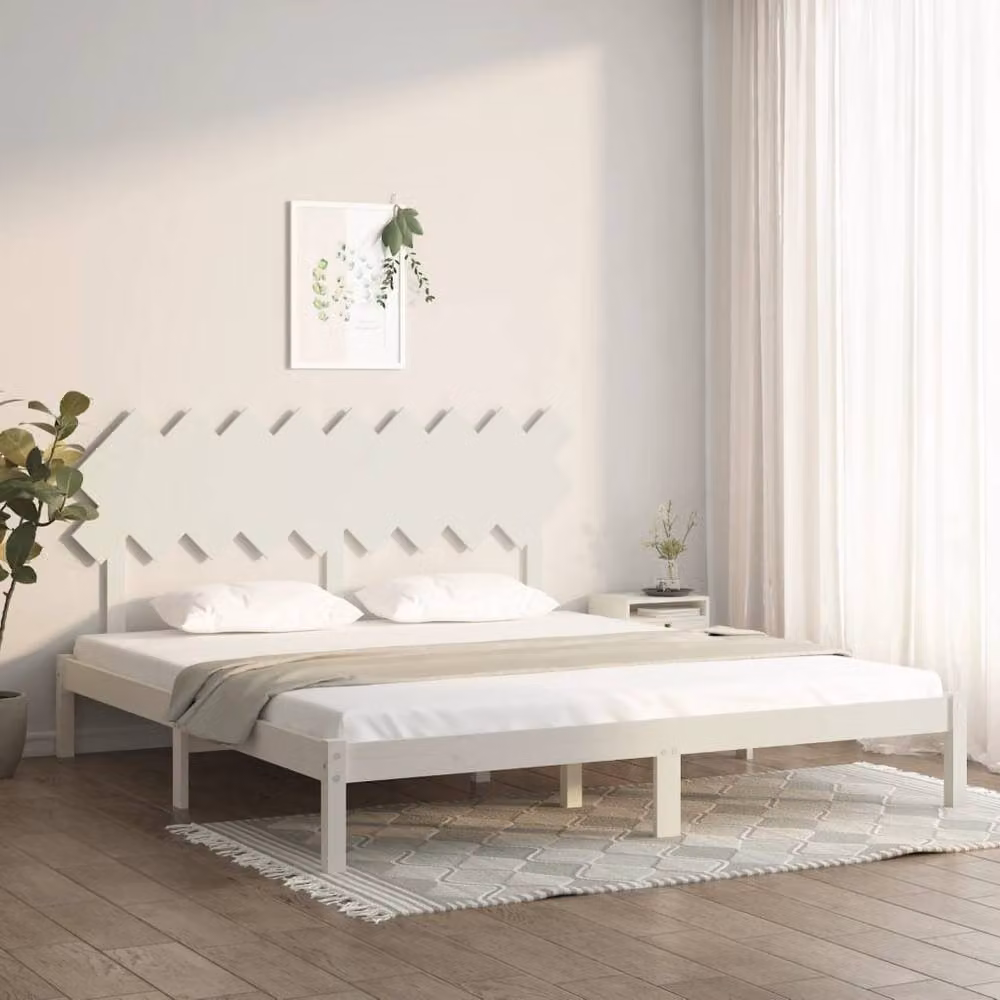 Berkfield Home Beautiful Super King Size Bed Frame in White Solid Pine Wood W/D/H: 180 x 200 x 185.5 cm – 2