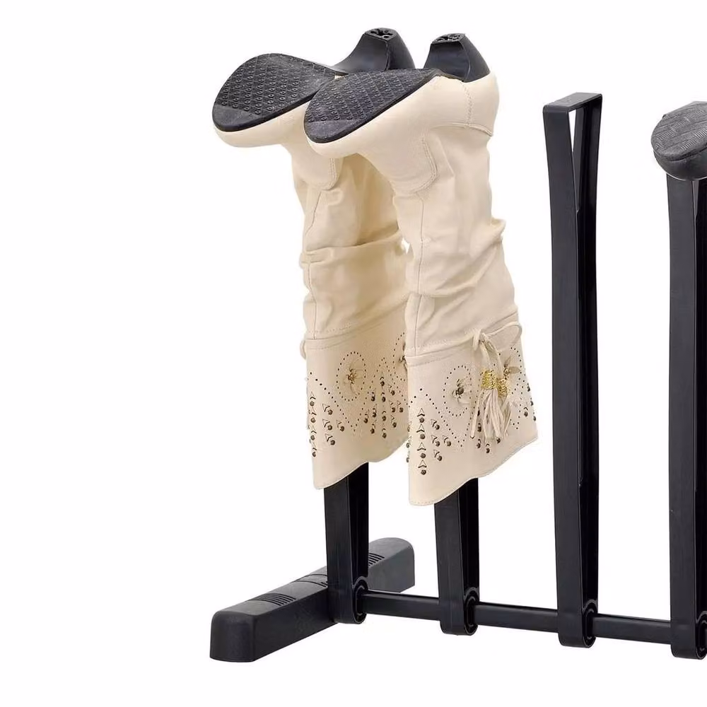 KORVIXA Freestanding 3 Pair Boot Organiser Storage Rack in Matt Black, W/D/H: 100 x 100 x 100 cm – 4