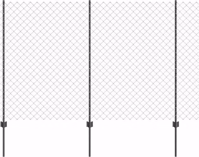 Berkfield Home Grey Galvanised Steel Chain Link Fence with 44 U Posts, 1.6 x 25 m – 1