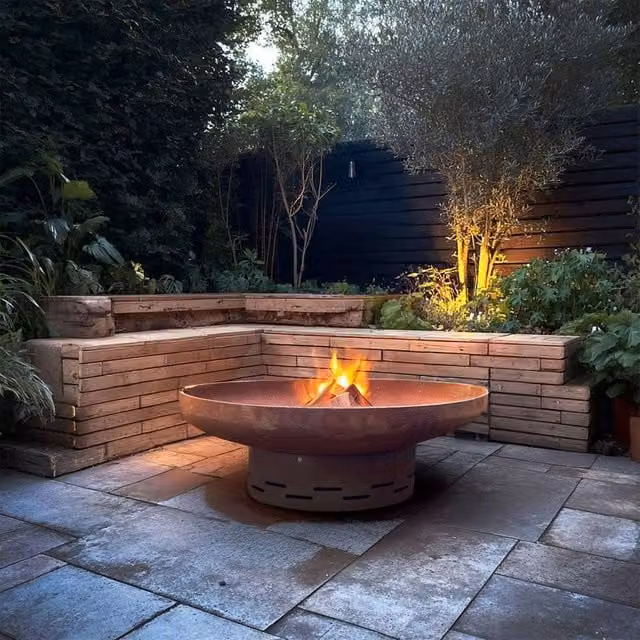 Nicoman Outdoor Pre Rusted Metal Fire Pit in Bronze