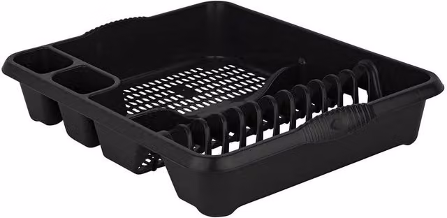 Flavora Midnight Black Large Kitchen Dish Drainer Rack with Cutlery Holder – 1