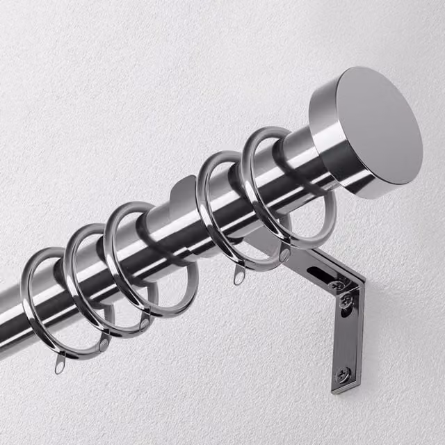 Terrys Steel Metal Curtain Pole in Chrome Silver