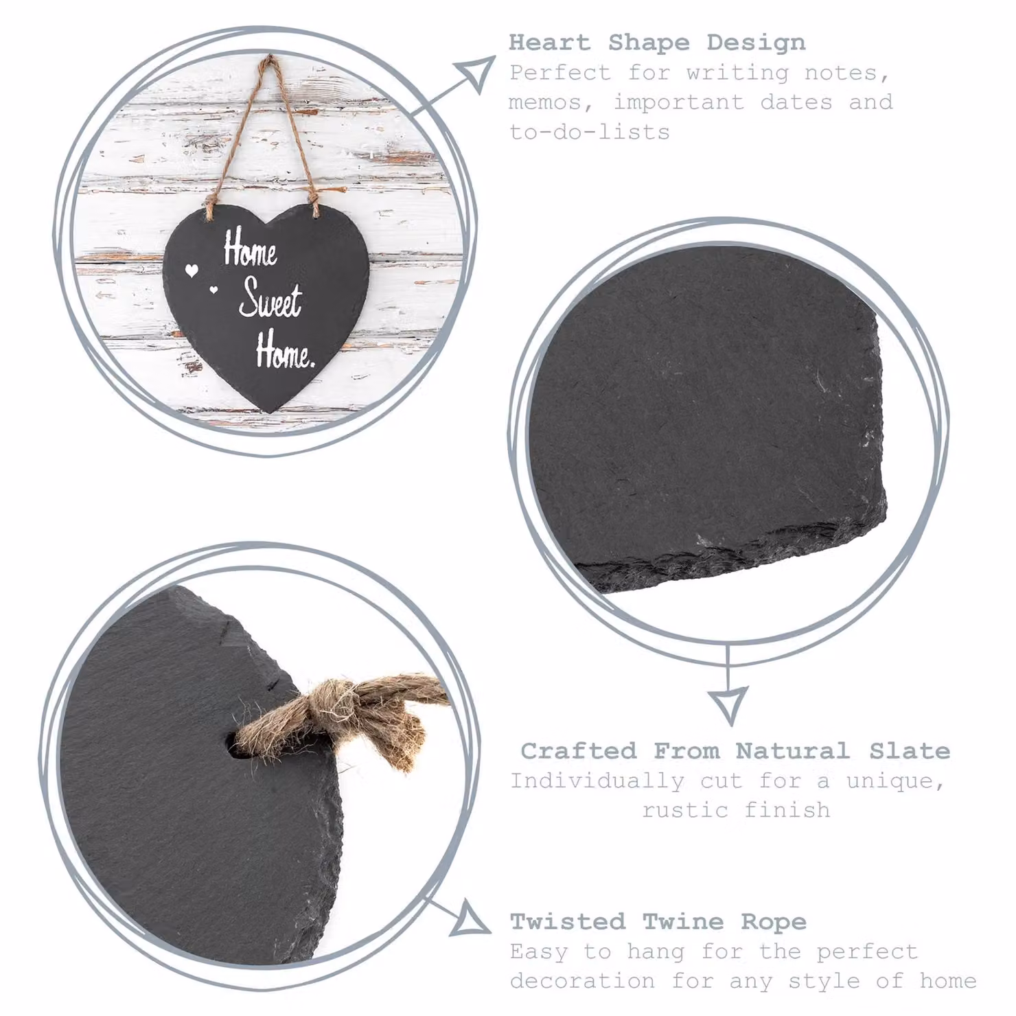 Nicola Spring Grey Heart Hanging Notice Board, W/H: 24.5 x 24.5 cm – 2