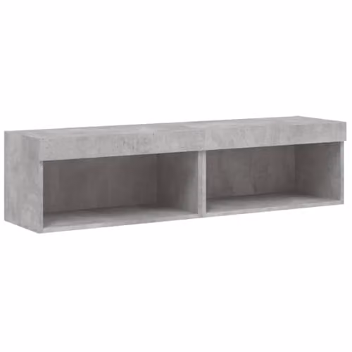 vidaXL Set of 2 Modern Wall-Mounted TV Cabinets with Integrated LED Lights, Concrete Grey, W: 60 cm, D: 30 cm, H: 30 cm