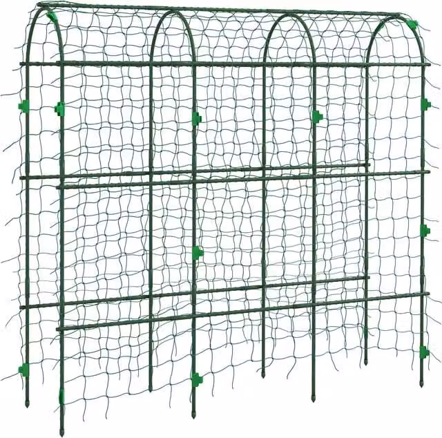 Outsunny Green Metal Garden Arch Trellis with Climbing Net, Height: 183 cm