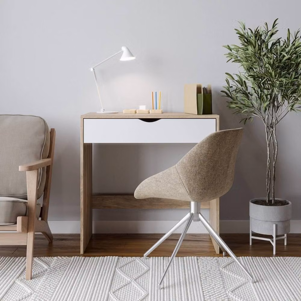 Havendro Oak and White Wooden Computer Desk and Dressing Table W/D/H: 75 x 40 x 75 cm – 3
