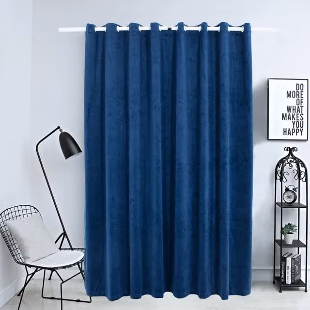 Berkfield Home Dark Blue Velvet Blackout Curtain with Eyelets W: 290 cm, H: 245 cm