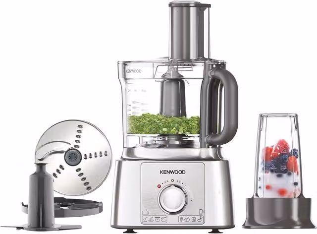 Kenwood MultiPro Express 1000W 2-in-1 Food Processor with Smoothie2Go in White and Silver