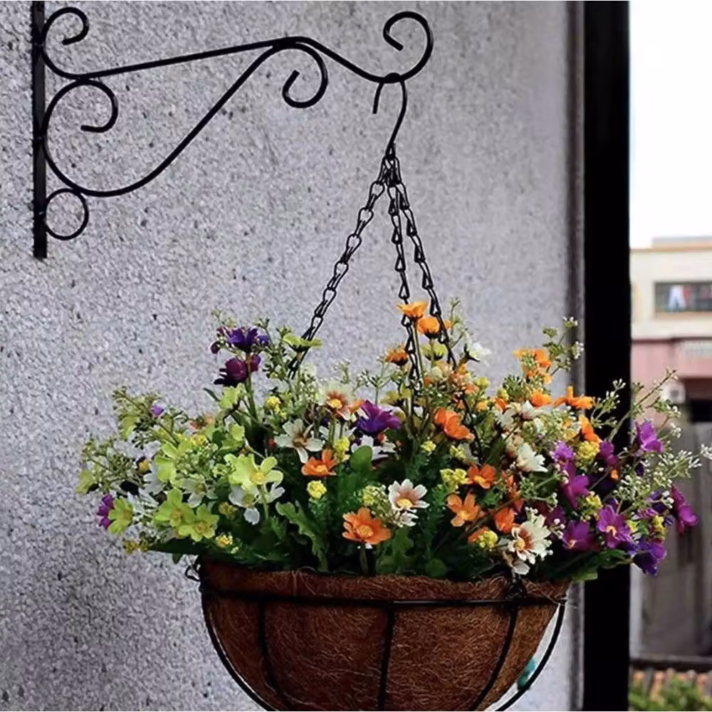 FLAVORA 2 Pack Heavy Duty Metal Wall Hanging Planter Basket Brackets in Black – 4