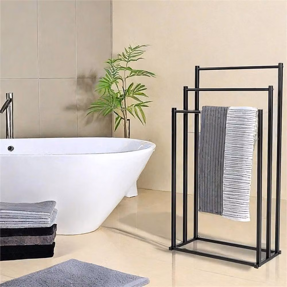 Nordara Black 3 Tier Freestanding Metal Towel Rail Storage Unit, W: 44.0 cm, D: 86.0 cm, H: 86.0 cm – 6