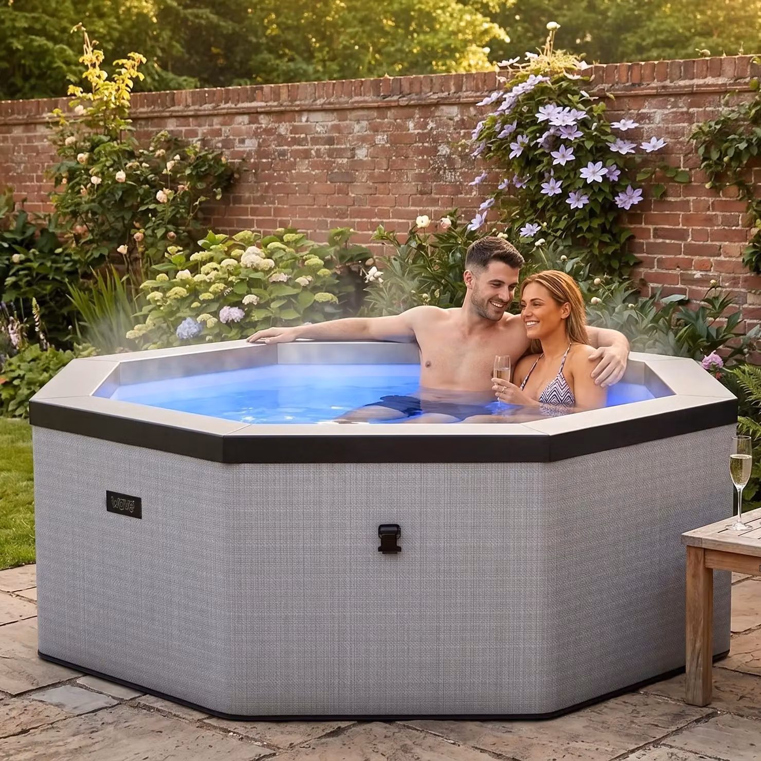 Wave Spas Wave Como 6-Person Inflatable Foam Hot Tub with Integrated Heater and 90 Jets in Light Grey – 2