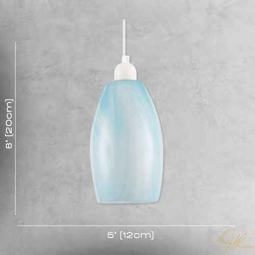 Happy Homewares Modern Blue Glass Cylindrical Pendant Light Shade, H 20 cm x W 12 cm x D 12 cm – 3