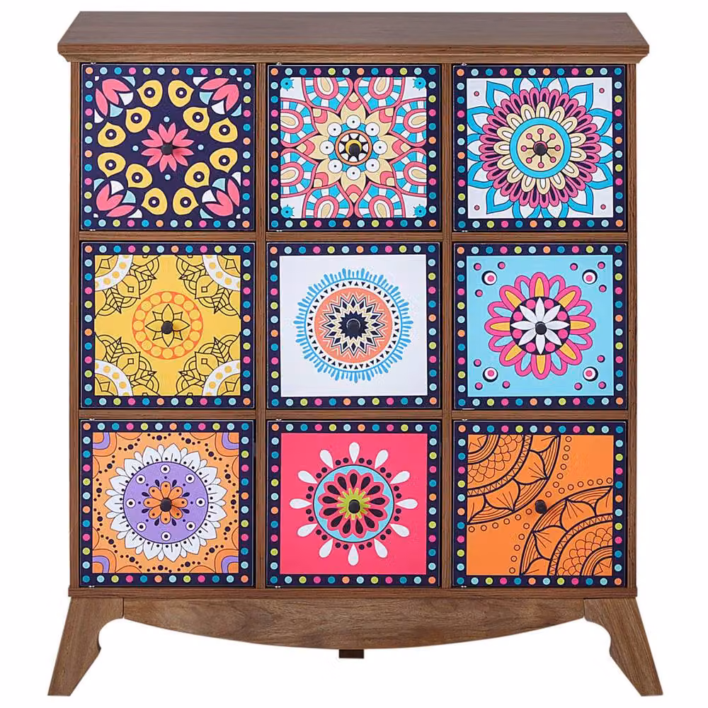 Wyld and Coco Moroccan 9-Drawer Sideboard in Multicolour and Brown – 3