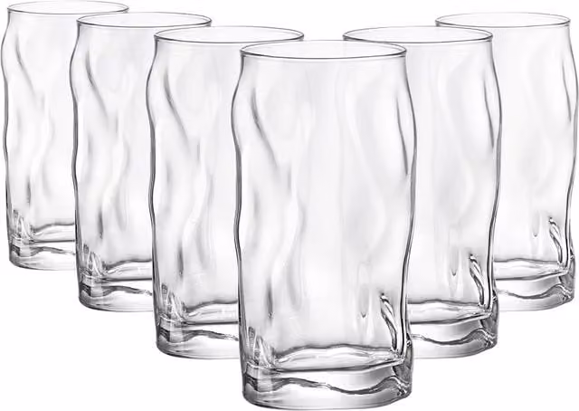 Bormioli Rocco Sorgente Tumbler Glasses, Clear, 460ml, Pack of 8