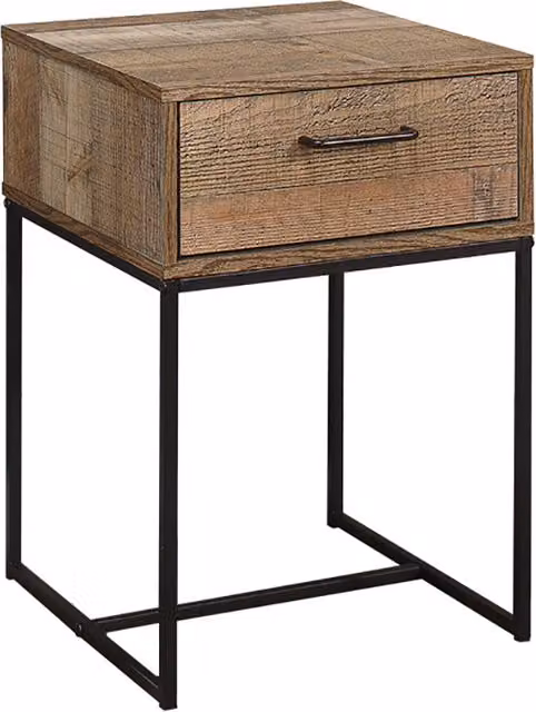 Birlea Industrial Style Bedside Table in Black and Brown