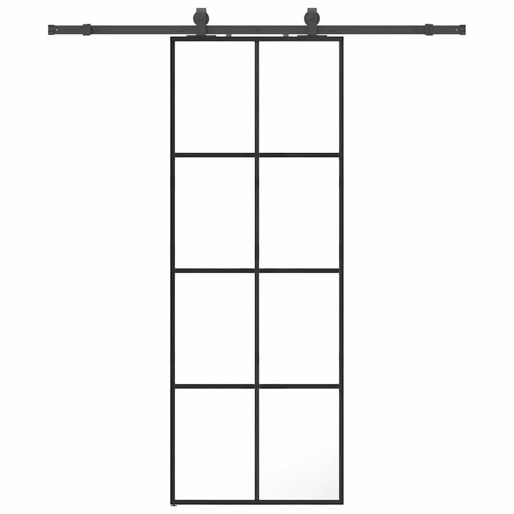 Berkfield Home Sliding Glass Door with Hardware Set, Black, W: 76 cm, H: 205 cm – 2